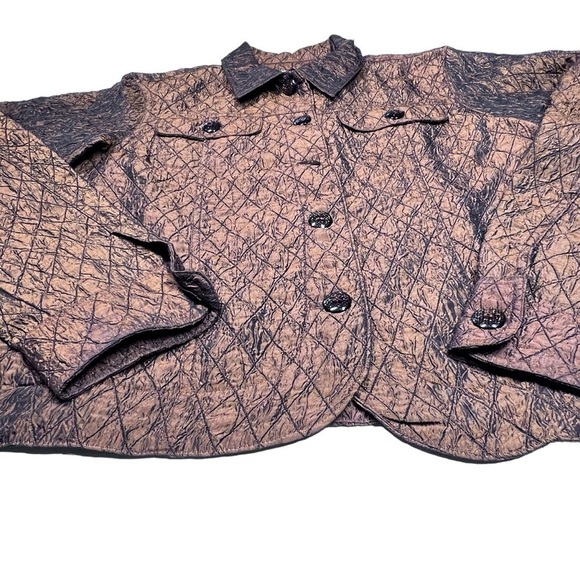COLDWATER CREEK Copper Brown Diamond Quilted Button Front Jacket Size L - Picture 11 of 16